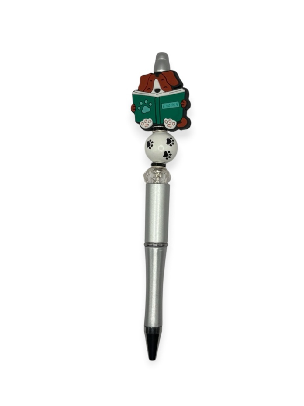 Dog Theme Beaded Pen in Silver